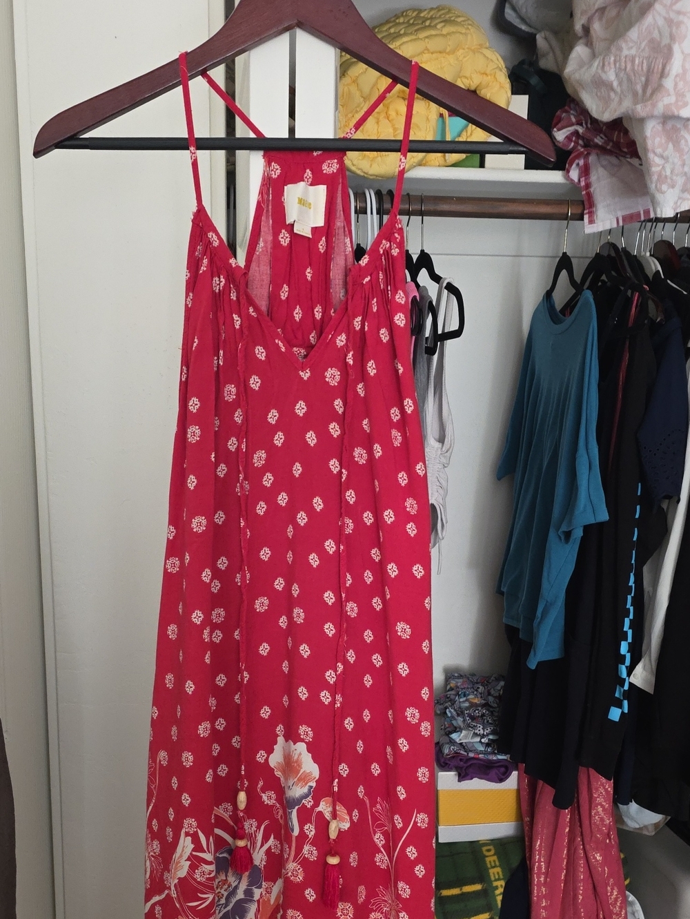 Maeve Red Floral Maxi Dress with Spaghetti Straps